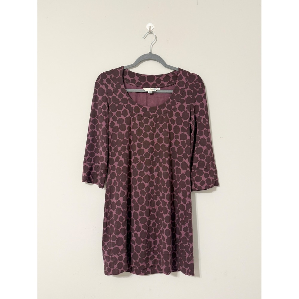 Boden Purple Plum Half Sleeve Asymmetrical Polka Dot Sheath Dress